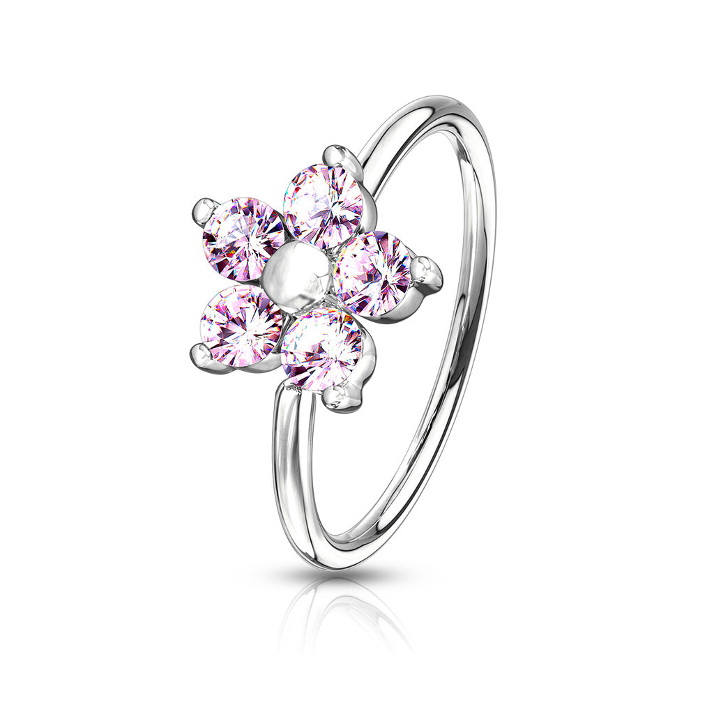 CZ Flower Top Bendable Nose Hoop Rings